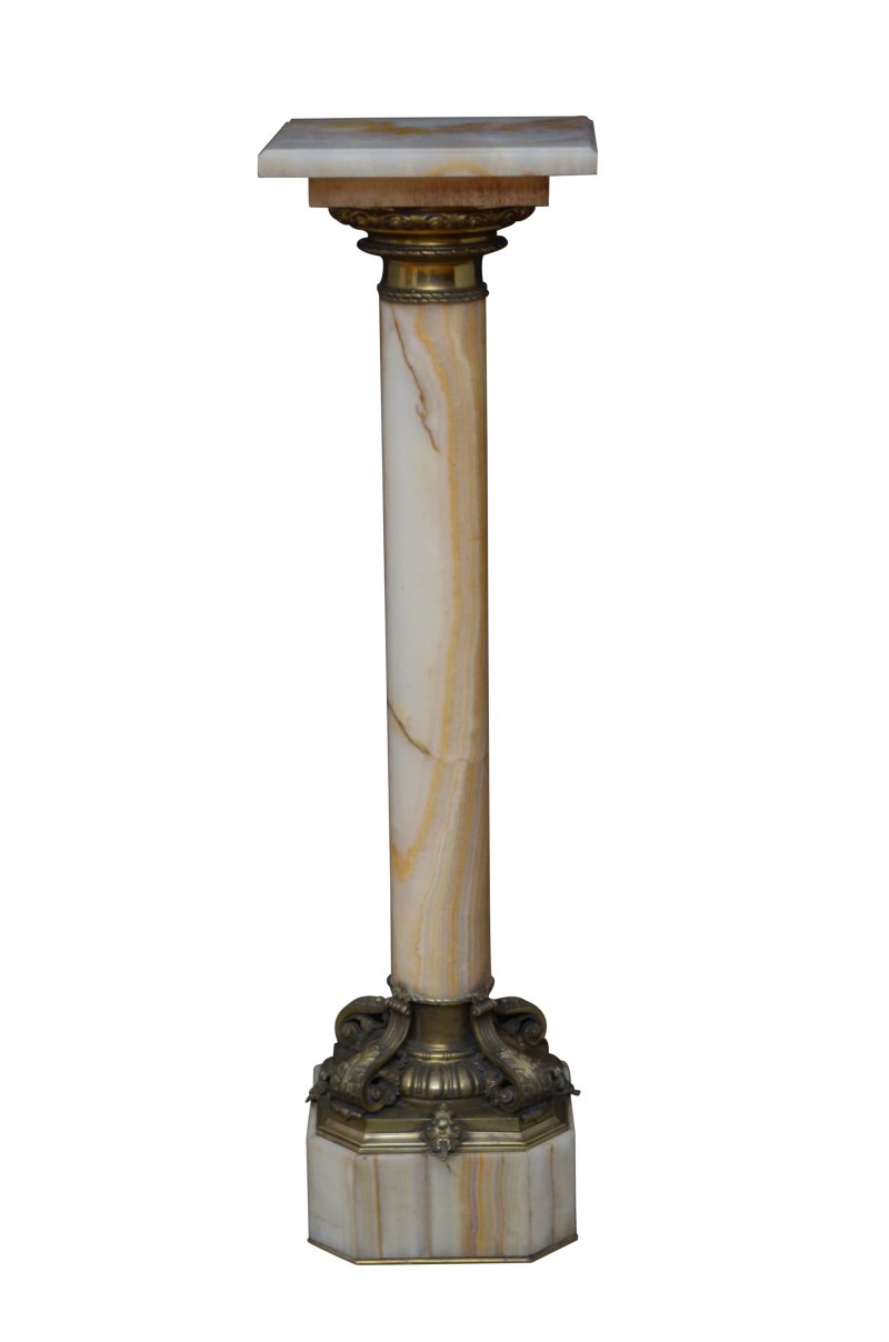 Two Superb Antique Marble Columns - Onyx Pedestals - Image 2